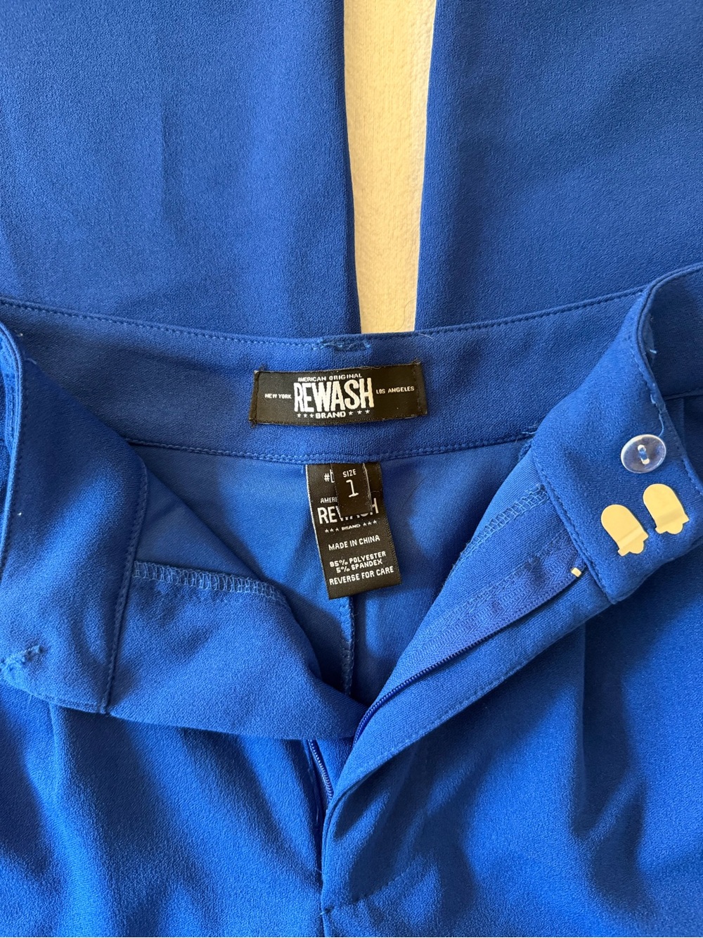 Rewash Blue Pleated Wide-Leg Trousers - Picture 3 of 4
